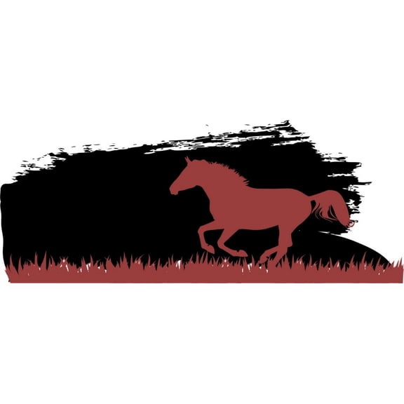 Design With Vinyl Artwork animal Beautiful Galloping Horse on Black Skyline Wall Decal for Boys - Wild Pony Running Free Spirit Themed Decal - Size: 18 In x 18 In