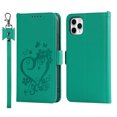 thumbnail image 2 of Decase iPhone 11 pro case, Flower Embossed Wallet Card Cash Slots PU Premium Leather Magnetic Flip Kickstand Shockproof Ultra-Slim Cover for iPhone 11 pro 5.8 inch,Green, 2 of 8