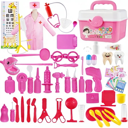 Buquapse Doctor Kit for Kids, 70Pcs Medical Toy Kids Pretend Play Set with Stethoscope, Role Playing Plastic Toys for 3-8 Boys Girls