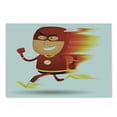 thumbnail image 2 of Superhero Cutting Board, Lightning Bolt Man with Cape and Fast Fun Cartoon Character Art Print, Decorative Tempered Glass Cutting and Serving Board, Large Size, White Red, by Ambesonne, 2 of 5
