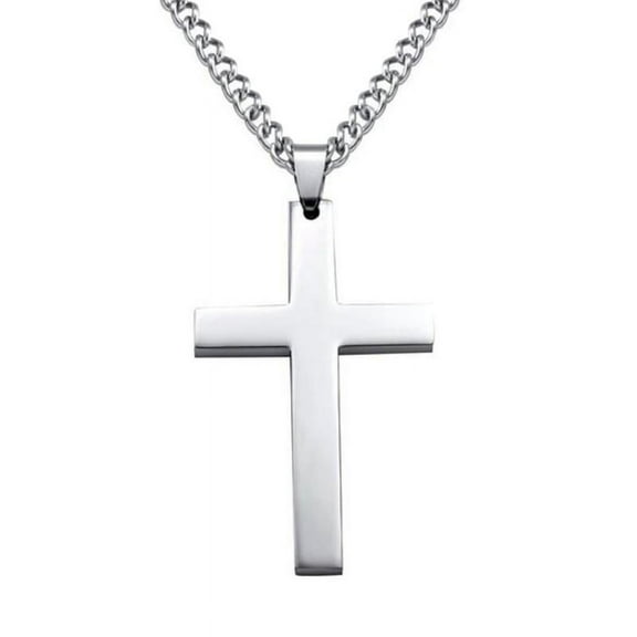 Simple Plain Cross Pendant Chain Necklace Jewelry Men A0C0 Black/Gold/S R7S9
