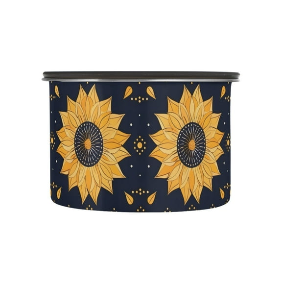 Sunflower Polka Dots Airtight Coffee Bean Canister 17oz Food Storage Containers with Lids For Gournd, Tea, Sugar, Flour, Rice, Cereal, Candy Cookie Jar