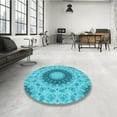 thumbnail image 4 of Ahgly Company Machine Washable Indoor Rectangle Transitional Dark Turquoise Green Area Rugs, 7' x 9', 4 of 7