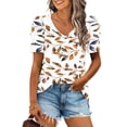 thumbnail image 1 of Puntoco Liquidación de blusas cortas para mujer, blusa holgada informal de manga corta a la moda para mujer, 1 of 5