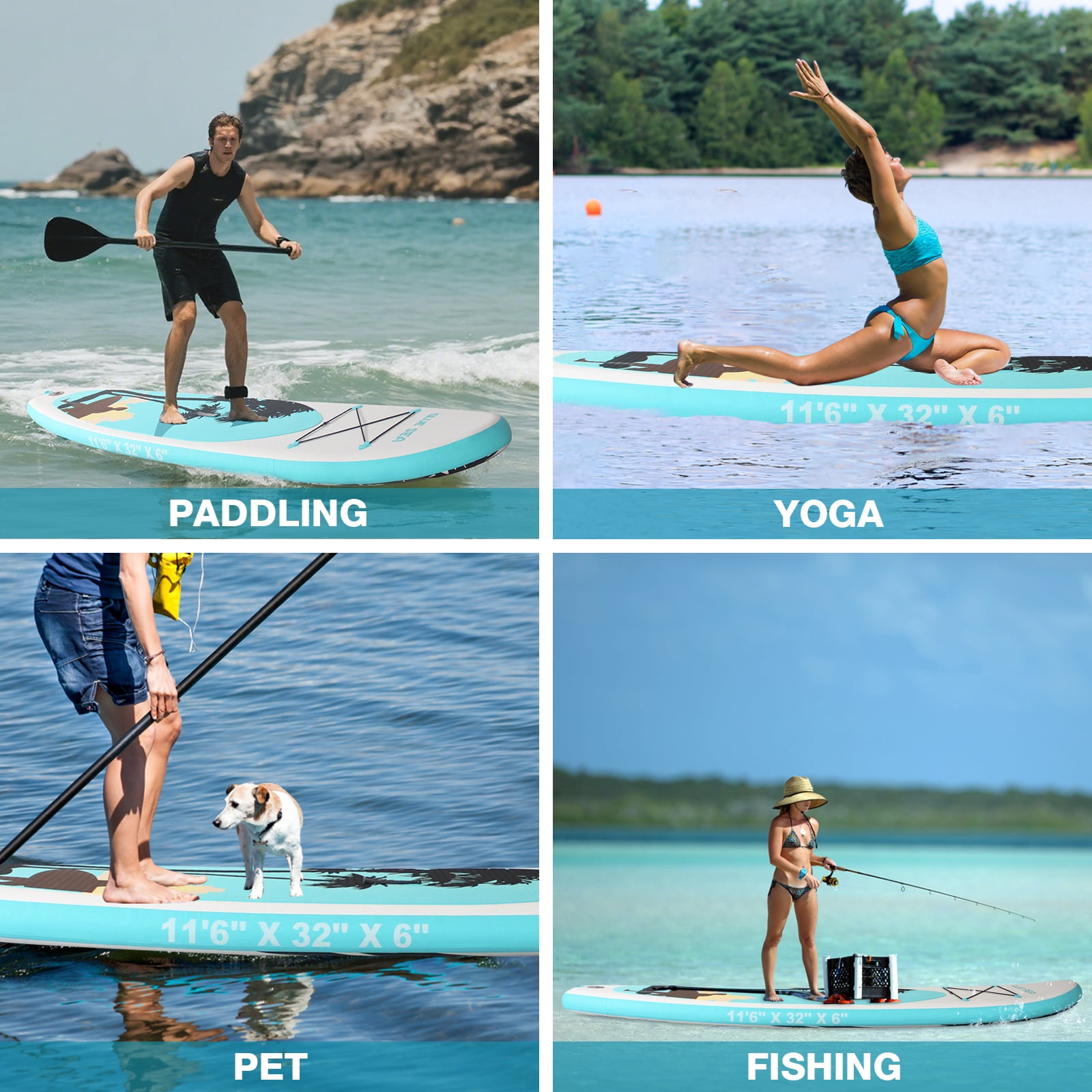 OZVMZQ 11ft Inflatable Paddle Board Stand up PaddleBoards with Premium SUP Accessories for Youth & Adults