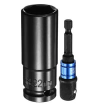 Uxcell Deep 6-Point Impact Socket 1/2" Drive 22mm Metric Socket with Adapter