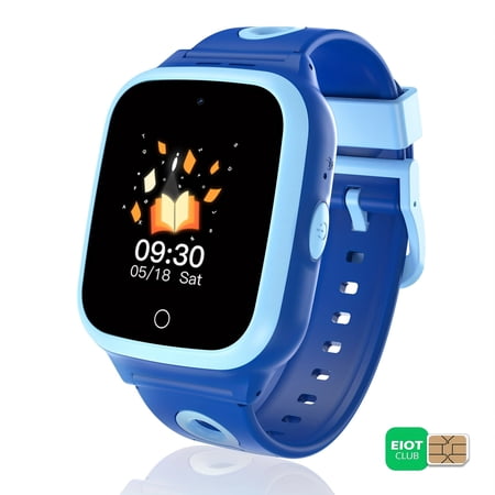 4G Kids Smartwatch w/SIM - 30-Day Free Plan, GPS, Parental Control, School Lockout, Blue, Ages 3-12, Safety Device