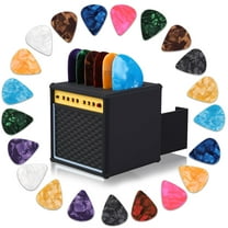 Guitar Picks Holder Box, Vintage Amp Guitar Pick Holder with 21 Celluloid Guitar Picks, 3D Printed Retro Pick Storage Box & Display Stand for Guitarists and Music Enthusiasts