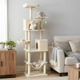 thumbnail image 2 of Gymax 80'' Tall Cat Tree w/2 Condos Sisal Scratching Posts Plush Perch Hammock Basket Beige, 2 of 10