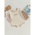 thumbnail image 3 of Bagilaanoe Newborn Baby Girl Boy Romper Sweatshirt Long Sleeve Bodysuits Contrast Color Pullover 3M 6M 9M 12M 18M Infant Casual Tee Tops, 3 of 8