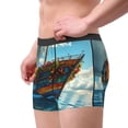 thumbnail image 2 of Gukieu Floral Ship On Ocean Print Men's Boxer Briefs, High Elastic Moisture Wicking Boxer Briefs Underwear-Large, 2 of 5