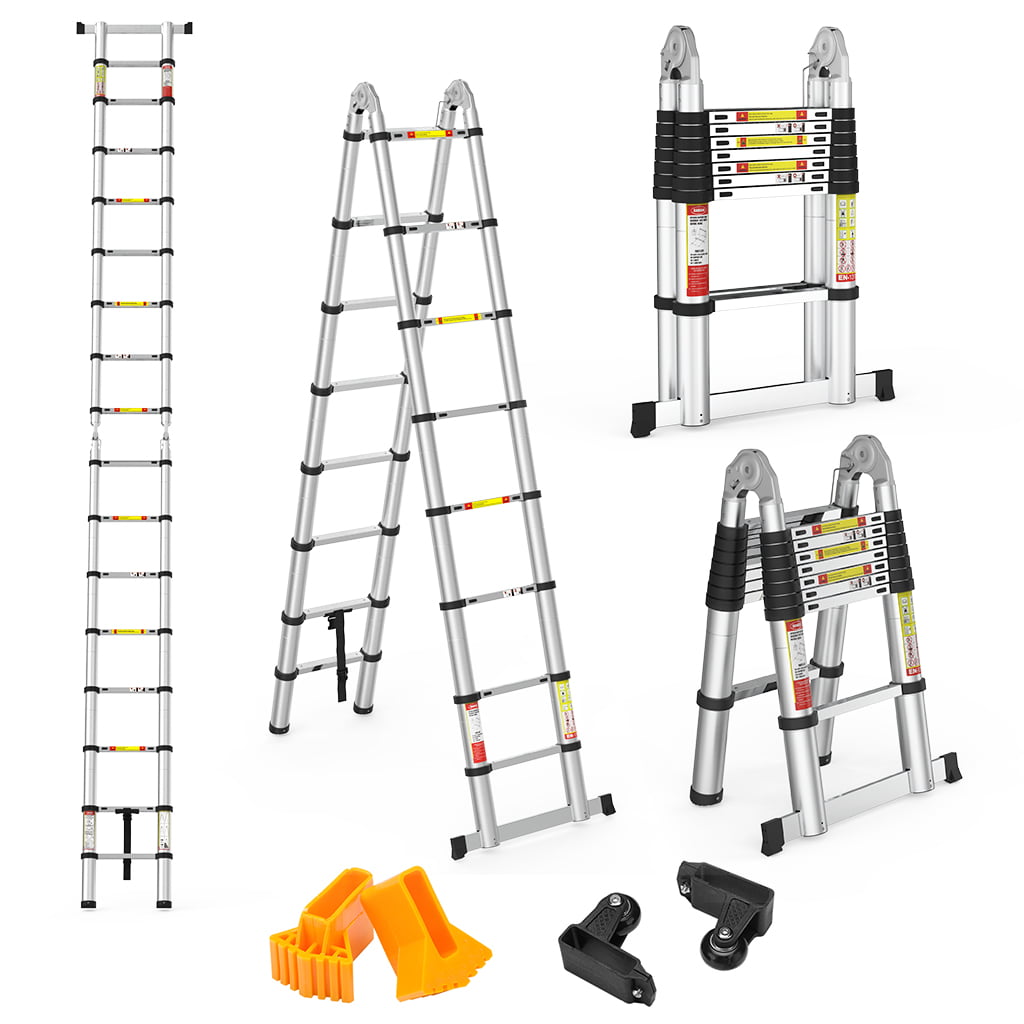 5m 16.5Ft Dual-Use Telescopic Ladder Alloy Aluminium Multifunctional Ladder Tool 