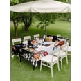thumbnail image 3 of Outdoor Tablecloth with Umbrella Hole and Zipper, Black Christmas Rectangle Table Cloth 60x120 Inch Waterproof Tablecloth, Snowman Poinsettia Cat Snowy Pine Branch Picnic Table Cover for Patio, 3 of 7