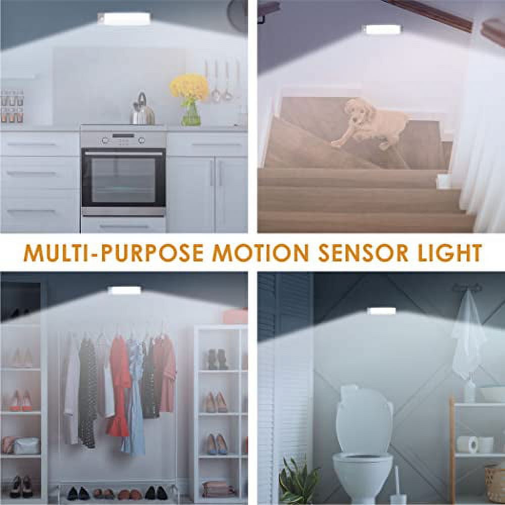 VYANLIGHT 58-LED Motion Sensor Cabinet Lighting, USB Rechargeable Wireless Closet Light, Warm and Natural White, 1500mAh, 2 Pack