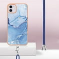 thumbnail image 3 of Mantto for iPhone 11 Case, with Lanyard Adjustable Strap, Marble Pattern Soft TPU Bumper Hard PC Back Shockproof Protective Glossy Stylish Durable Phone Case for Women Girls,Blue, 3 of 7