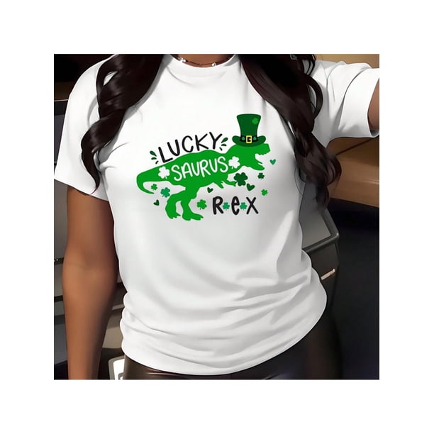 Camiseta para mujer verano SuaveSt Patrick's Day Print Shirt T-Shirt Men's Women's Crew Neck Cotton Short Sleeve Sports Tee All SeasCamisetas de verano para mujer, manga corta, cuello redondo, casua