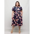thumbnail image 3 of Plus Size Floral Fit N Flare Pocket Midi Dress, 3 of 3