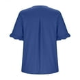 thumbnail image 6 of Fesfesfes Women's Plus Size T-shirt Summer Casual Pullover Ruffle Short Sleeve Flattering V-neck Top Pullover Trendy Indoor Blouses(Blue,4XL), 6 of 6