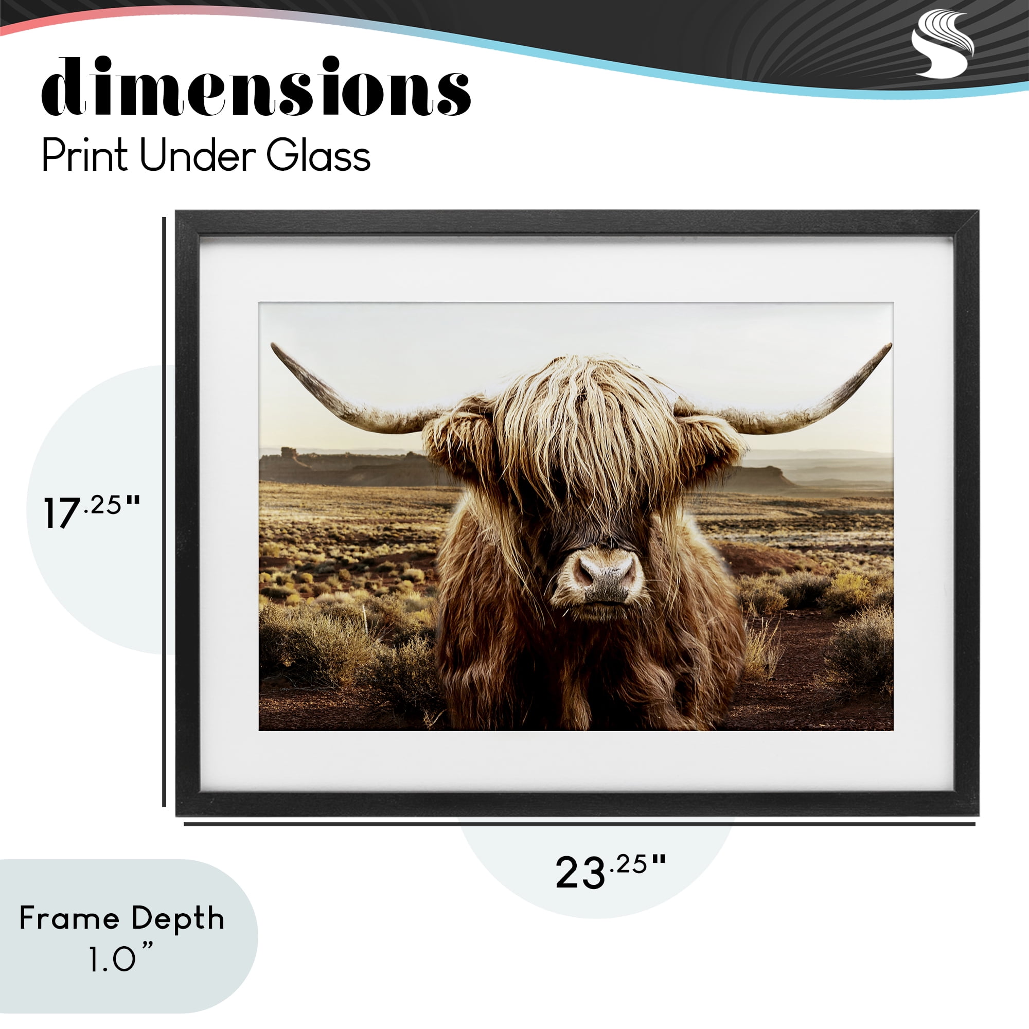 Stupell Industries Rugged Vegetation Cattle Portrait Black Framed Print Under Glass, design by CAD Designs