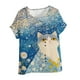 thumbnail image 1 of Vestidos Casuales Para Mujer, Blusas De Mujer De Moda Blusa tipo túnica informal de lino con estampado de peces y botones de manga corta para mujer, 1 of 4