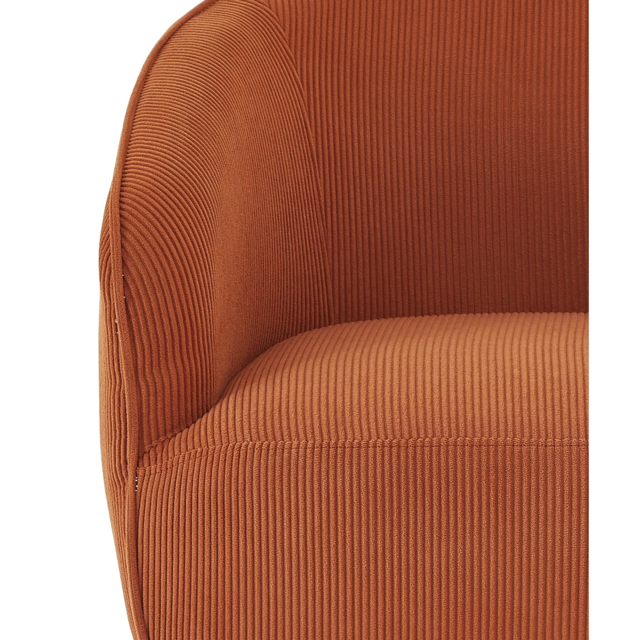 GDF Studio Modern Barrel Accent Chair with Corduroy Upholstery & Gold Metal Legs, Terracotta Brown