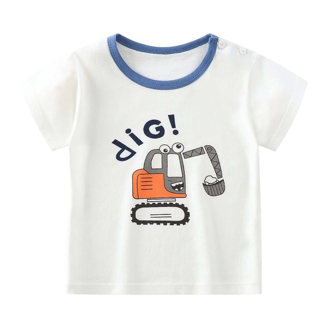 Sunnyoo T-Shirt Graphique Dessin Animé pour Garçons, Manches Courtes, Col Rond, Tailles 3M-6Y