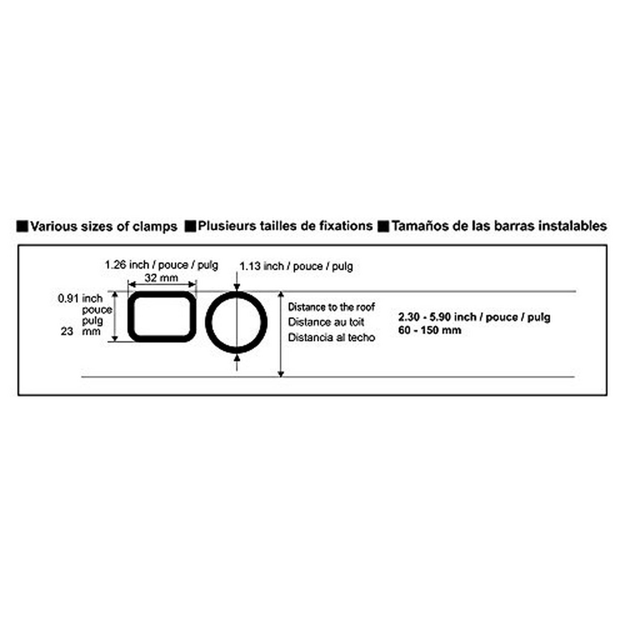 INNO Racks Roof Rack Wind Deflector INA261 For Use With Aero Square Round Crossbars Universal Mount 40 Inch Length x 4.5 Inch Height Medium Black 3 Layer ABS Plastic Walmart