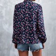 thumbnail image 5 of Moda mujer cuello en V manga larga pulóver vendaje Casual estampado blusa Tops Fridja  czfsfas4129, 5 of 5