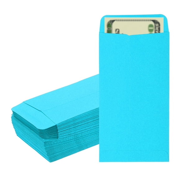 Uxcell Money Envelope, 100 Pcs 6.5" x 3.5" Cash Holder for Checks Coins, Deep Blue
