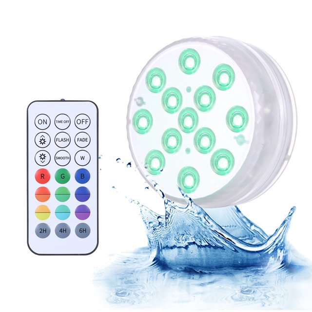 Luz sumergible Docooler Luz sumergible para piscina con control remoto RF regulable 13 piezas LED RGBW Lámpara para fuente de estanque 16 colores y 3 modos de iluminación Función de temporizador Magne Docooler Luz sumergible