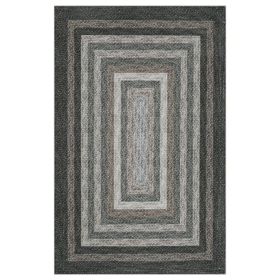 Geetinfly 6 x 9 ft Polyester Black Rectangular Living Room Bedroom Dining Room Geometric Bordered Soft Non Slip Modern Machine Washable Area Rug