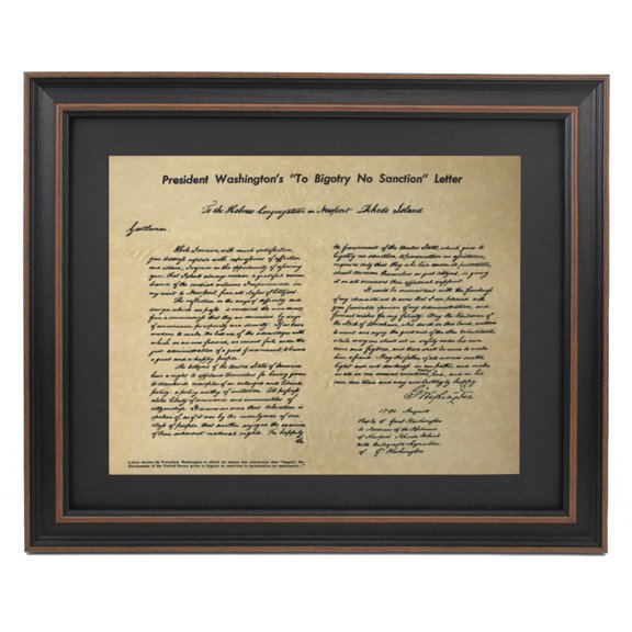 Framed Washington's "To Bigotry No Sanction" Letter. Replica Historical Prints by Patriot Gear Company