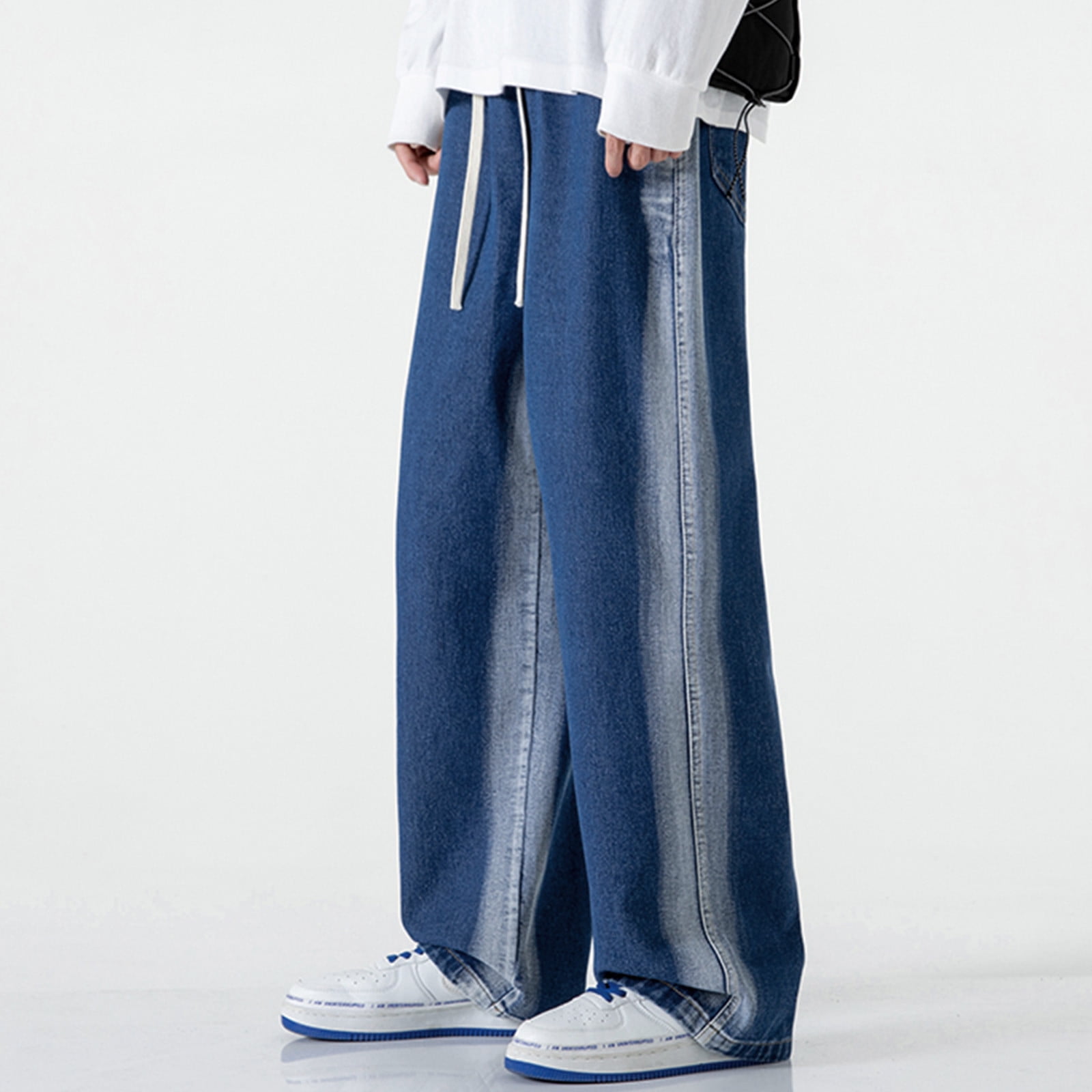 Faux Denim Mens Blue Jean Pajama Pants PEASKJP Baggy Jeans Men