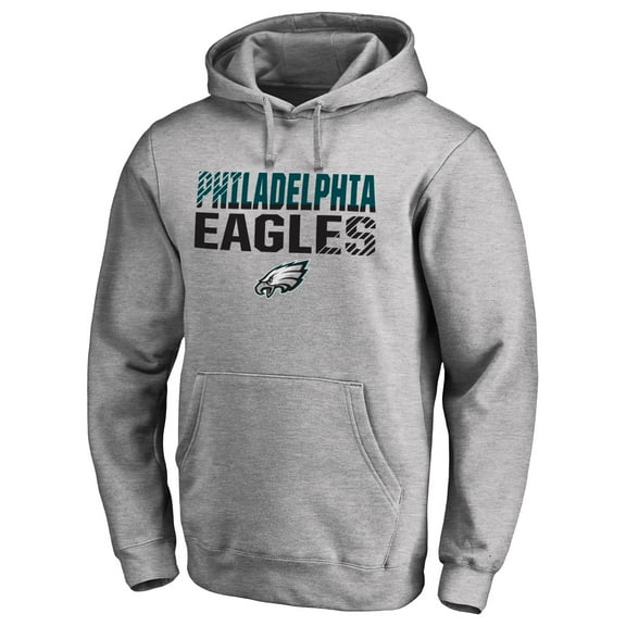 Men's Ash Philadelphia Eagles Iconic Collection Fade Out Pullover Hoodie