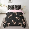 thumbnail image 2 of Feelyou Ballet Shoes Girls Bedding Comforter Set 7pcs, Black Pink Bowknot King Bedding Sets, Kawaii Princess STyle Reversible Bed Sheets, Breathable Home Decor, 2 of 8