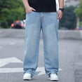 thumbnail image 2 of JTSRKL Mens Big & Tall Denim Bottoms Elastic Waist Button Pocket Classic Jeans Loose Relaxed Loose Fit Casual Versatile Trousers, 2 of 8