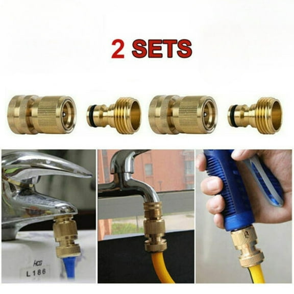 4PCS 3/4" Garden Hose Quick Connect Water SOLID BRASS Female Male Connector Set