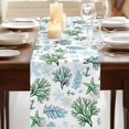 thumbnail image 3 of Table Runners 108 Inches Long Dress Scarves, Sage Green Coastal Farmhouse Coffee/Dining/Kitchen Table Runner for Living Room, Coral Starfish Seaside Summer Beach 13x108 Inch, 3 of 9