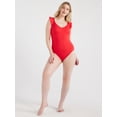 thumbnail image 3 of Time and Tru Women's and Women's Plus Solid Ruffle Sleeve One Piece Swimsuit, Sizes S-3X, 3 of 5