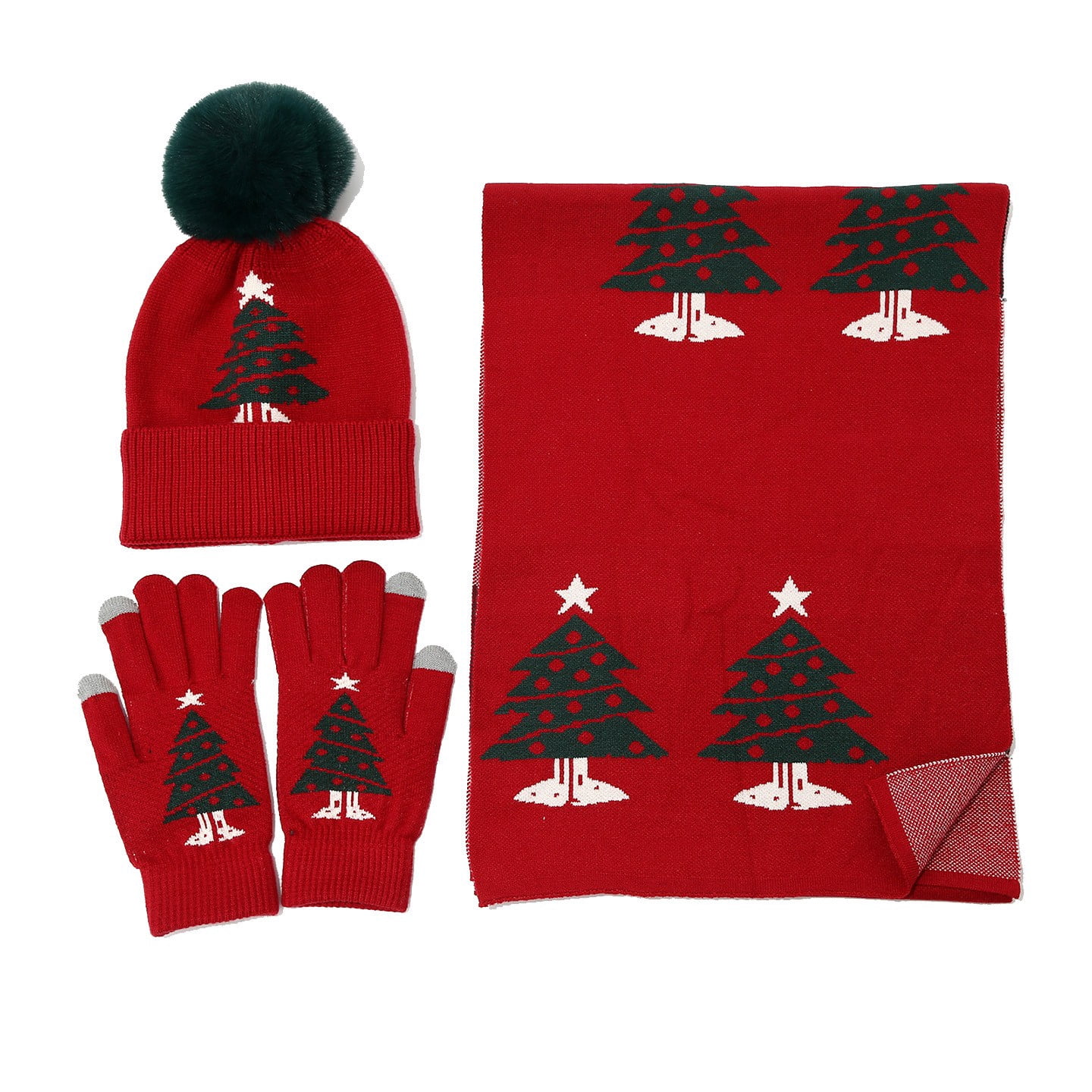 siminsem Christmas Gift Hat and Scarf Set for Adults Knitted Unisex Winter Warm Beanie Set Handmade 2 Piece Cold Weather Accessory Holiday Gift for Him Her, Red,One Size