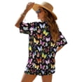 thumbnail image 2 of FKEKYI Colorful Butterfly Print 2 Piece Short Set for Women Summer Outfits Beachwear Open Front Top Shirt & Shorts with Elastic Waistband Casual Loungewear Resort Wear, M, 2 of 7