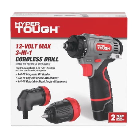 HYPER TOUGH 12V MAX LITHIUM-ION 3-IN-1 MULTI-HEAD POWER DRILL SET WITH 1.5AH BATTERY AND CHARGER