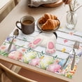 thumbnail image 3 of Easter Placemats Set of 8 Spring Bunny Feet Eggs Floral Herb Wooden Plank Place Mats Indoor Wipeable Table Mats Washable Cloth Dining Table Placemats for Kitchen Holiday Party Home Decor 13x19 Inch, 3 of 9