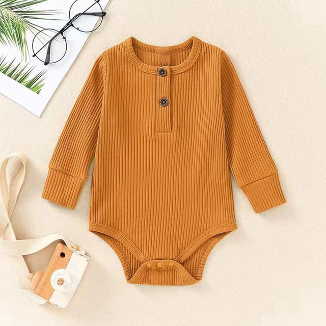 Ropa cómoda para bebés de color sólido, de manga larga, para gatear, de algodón para niños.