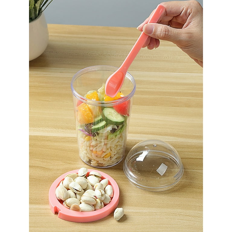 Large Capacity Salad Cup With Spoon, Lid And Fork For Breakfast