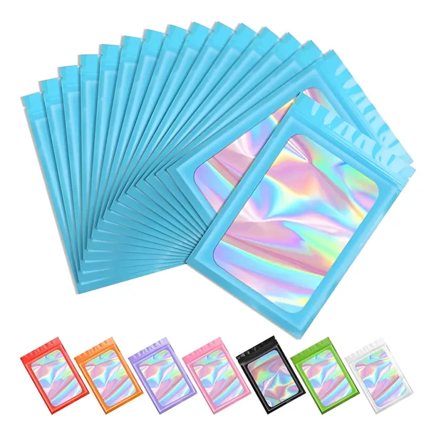 500 Bolsas Holográficas Plástico Resellables 9*12cmp