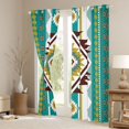 thumbnail image 3 of Manfei Tribal Geometric Aztec Kitchen Curtains, Southwest Bohemian Black Out Curtains Pack of 2 (42x63 Each), Teal and Mustard, 3 of 6