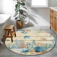 thumbnail image 3 of Round Rugs 3 Ft, Vintage Beige Coastal Non Slip Area Rugs for Kitchen Bedroom Entryway, Summer Beach Starfish Shell Coral Nautical Washable Carpet Runner Rug Floor Mats for Bedroom Home Decor, 3 of 8