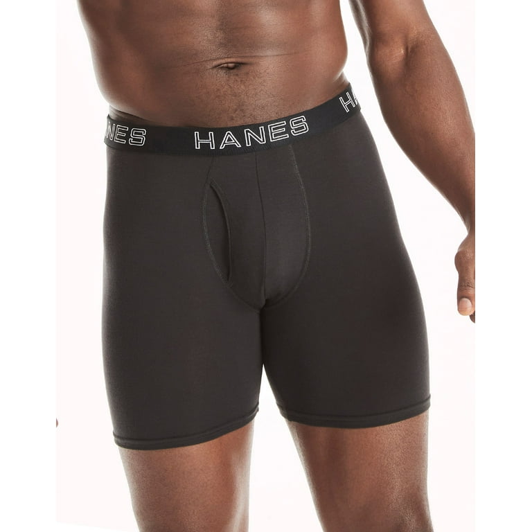 Hanes Men's Boxer Briefs, Black/Gray, 6 Pack, Large