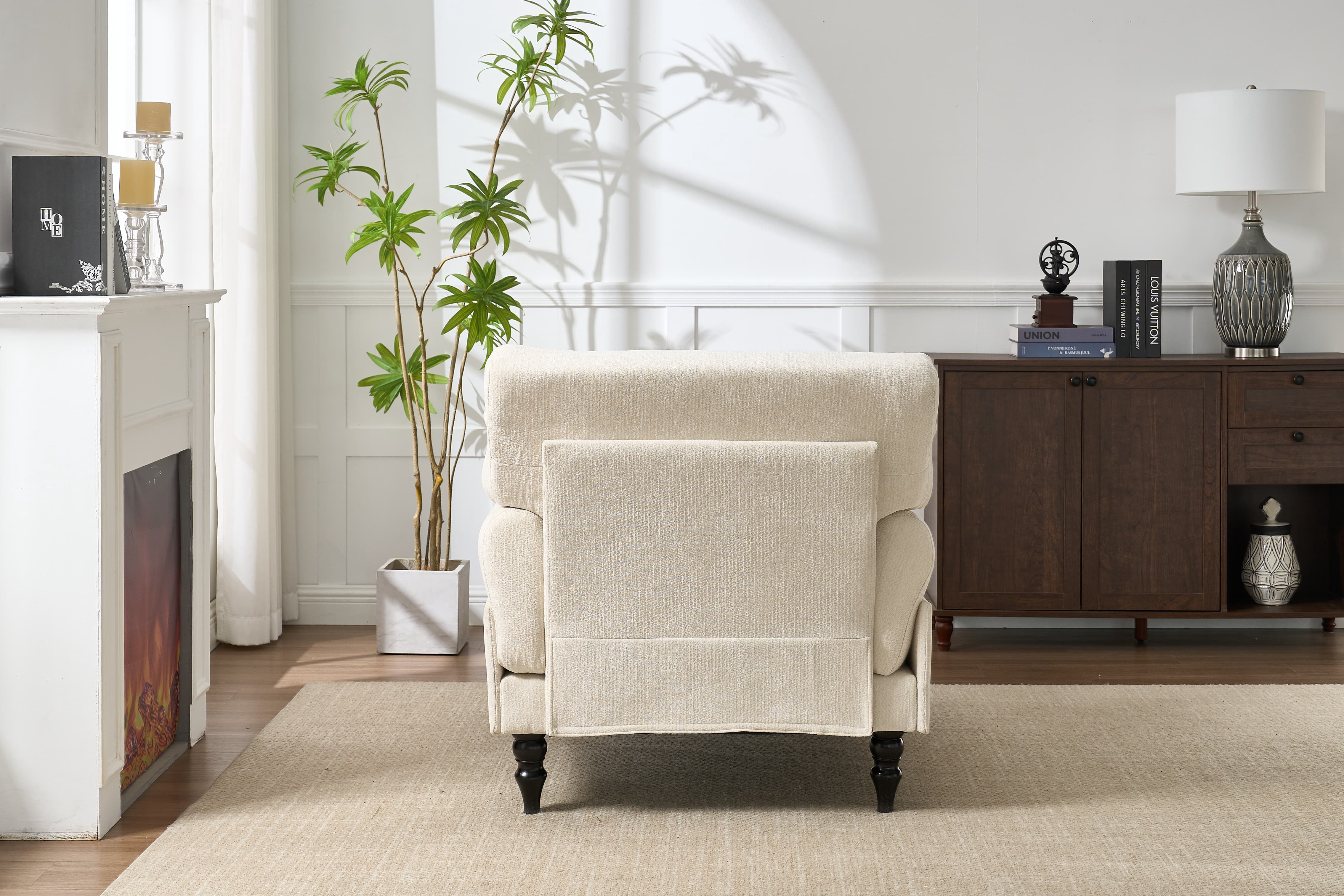 Chaise Lounge Indoor, Modern Upholstered Sleeper Chair and Sleeper Sofa for Living Room, Small Space, White